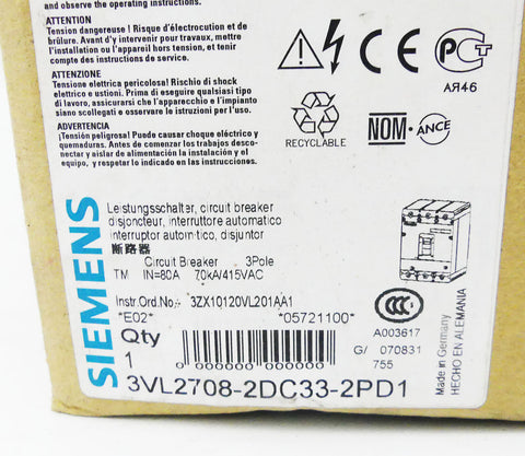 SIEMENS 3VL2708-2DC33-2PD1