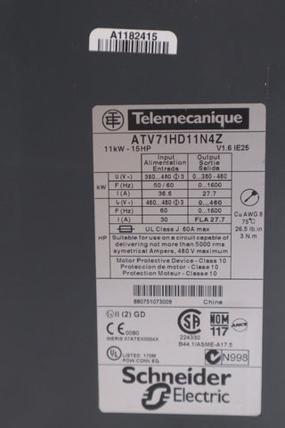 SCHNEIDER ELECTRIC TELEMECANIQUE ATV71HD11N4Z