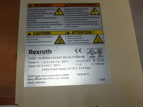 BOSCH REXROTH HCS01.1E-W0003-A-02-B-ET-EC-NN-NN-NN-FW