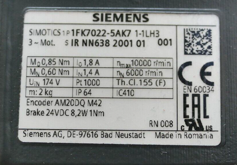 Siemens 1FK7022-5AK71-1LH3