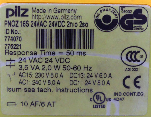 PILZ PNOZ-16S-24VAC-24VDC-2N/O-2SO