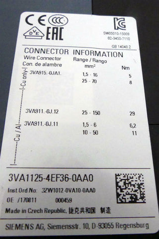 SIEMENS 3VA1125-4EF36-0AA0