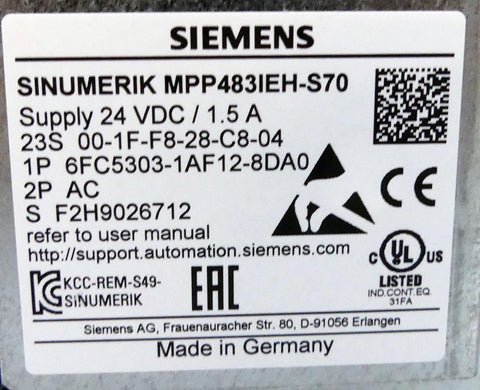 SIEMENS 6FC5303-1AF12-8DA0