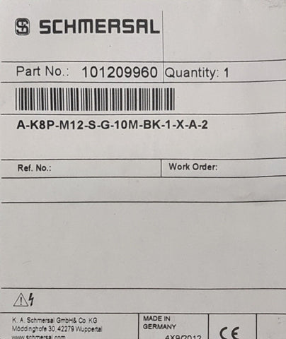 SCHMERSAL A-K8P-M12-S-G-10M-BK-1-X-A-2