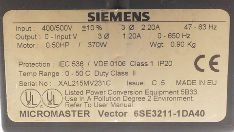 Siemens 6SE3211-1DA40