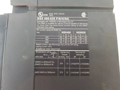 SCHNEIDER ELECTRIC NSX 400-630