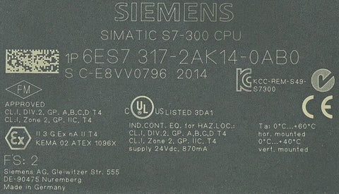 SIEMENS 6ES7317-2AK14-0AB0