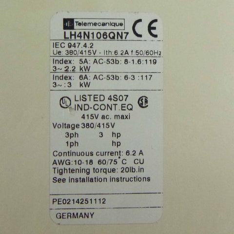 SCHNEIDER ELECTRIC LH4-N106QN7