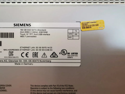 SIEMENS 6AV7881-4AE00-6DA0