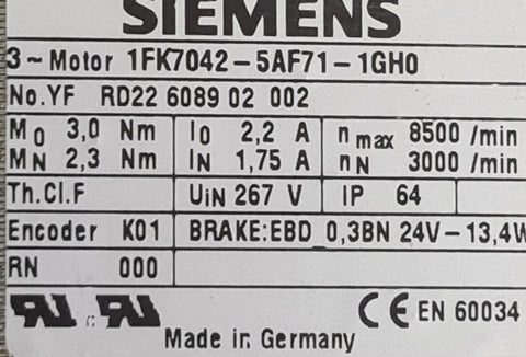 SIEMENS 1FK7042-5AF71-1GH0