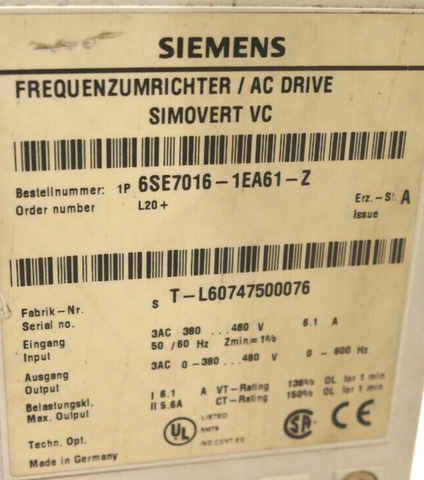 Siemens 6SE7016-1EA61-Z