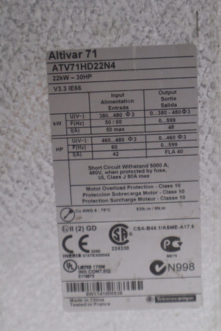 SCHNEIDER ELECTRIC ATV71HD22N4