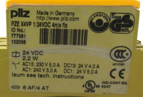 PILZ PZE X4VP 1/24VDC 4N/O