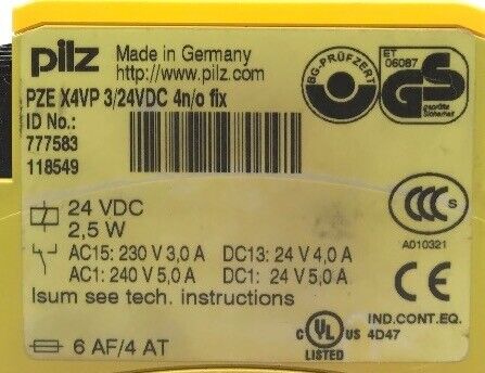 PILZ PZE X4VP 3/24VDC 4N/O