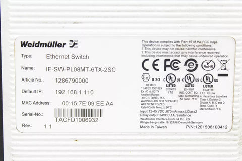 Weidmüller IE-SW-PL08MT-6TX-2SC