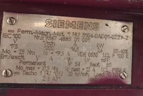 Siemens 1HU3104-0AD01-0ZZ9-Z