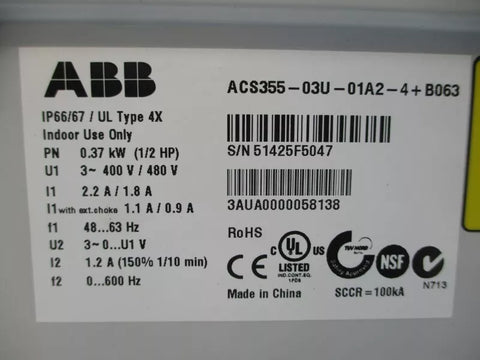 ABB ACS355-03U-01A2-4+B063