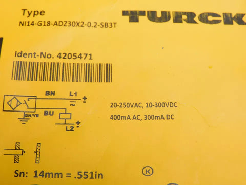 TURCK NI14-G18-ADZ30X2-0.2-SB3T