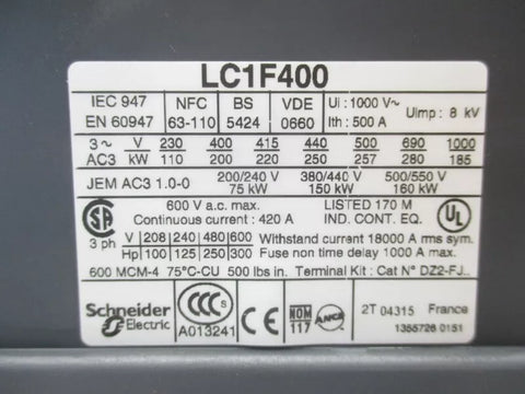 SCHNEIDER ELECTRIC LC1F400