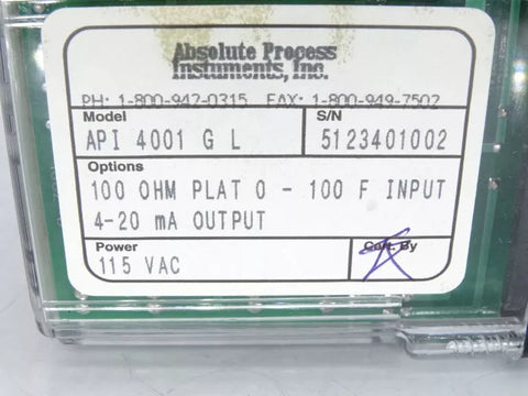 ABSOLUTE PROCESS INSTRUMENTS API 4001 G L