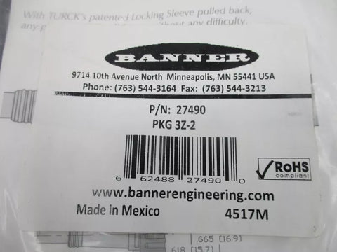 BANNER ENGINEERING PKG3Z-2