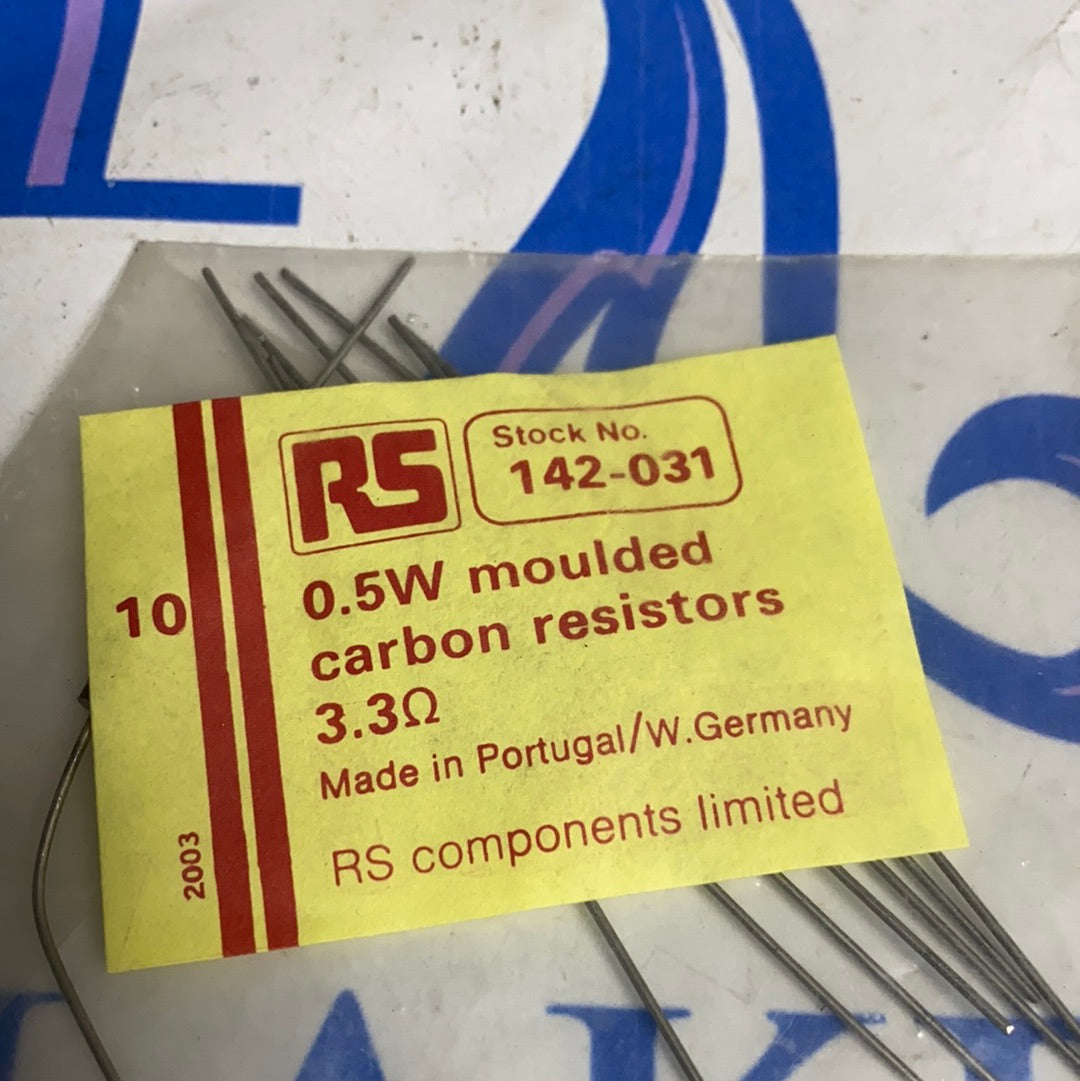 RS 0.5W moulded carbon resistors 3.3ohm