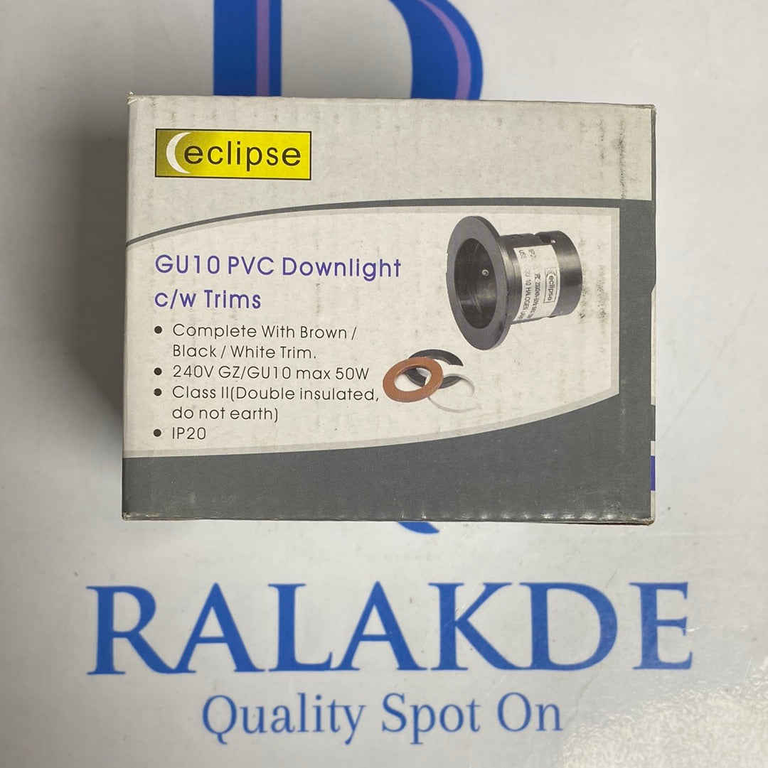 eclipse GU 10 PVC Downlight c/w Trlms