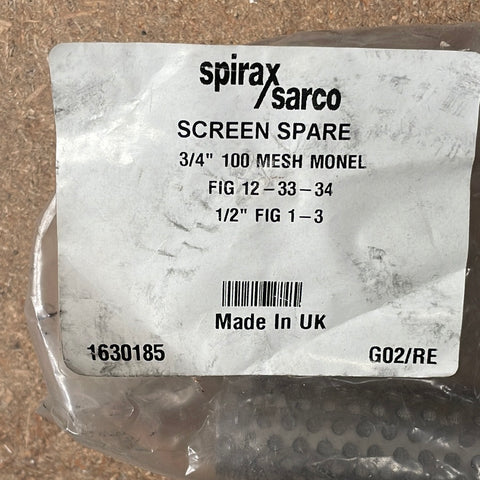 Spirax Sarco Screen Spare 3/4" 100 MESH MONEL FIG 12-33-34  1630185