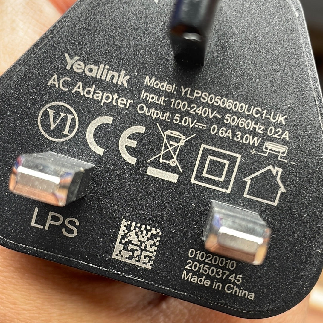 YEALINK AC ADAPTER  DECT IP PHONE W60P YLPSO50600UC1-UK