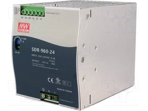 Mean Well SDR-960-24 | Power Supply 200-240vac 6.0a Input 24vdc 40a Output Repair service-0