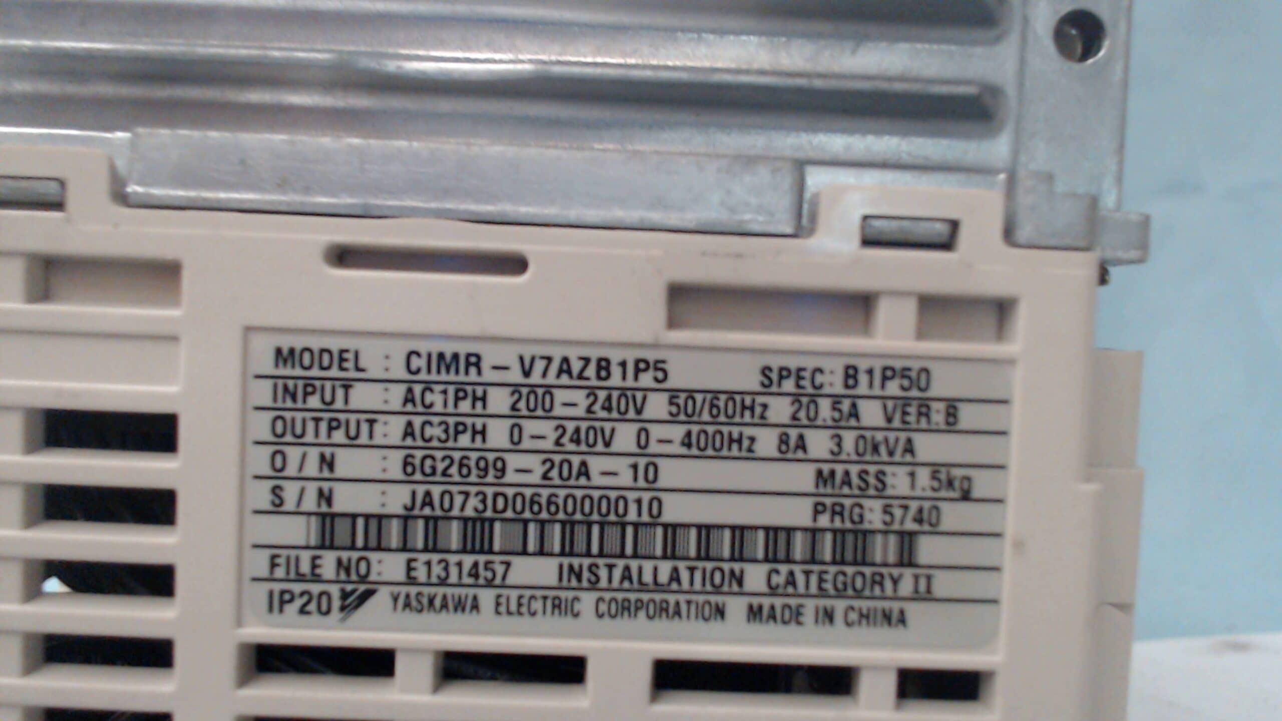 Omron V1000 1.5kW 200V 1 PHASE CIMR-V7AZB1P5 B1P50 VARISPEED V7-3291