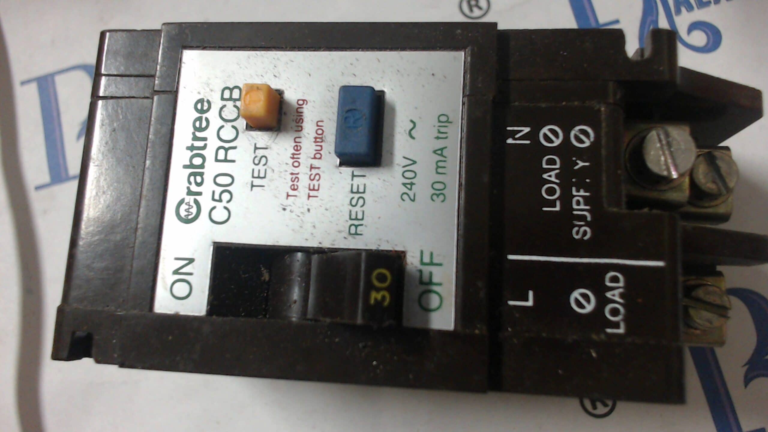 CRABTREE C50 30A 30mA TYPE 2, RCD CIRCUIT BREAKER, RCCB M4.5-0